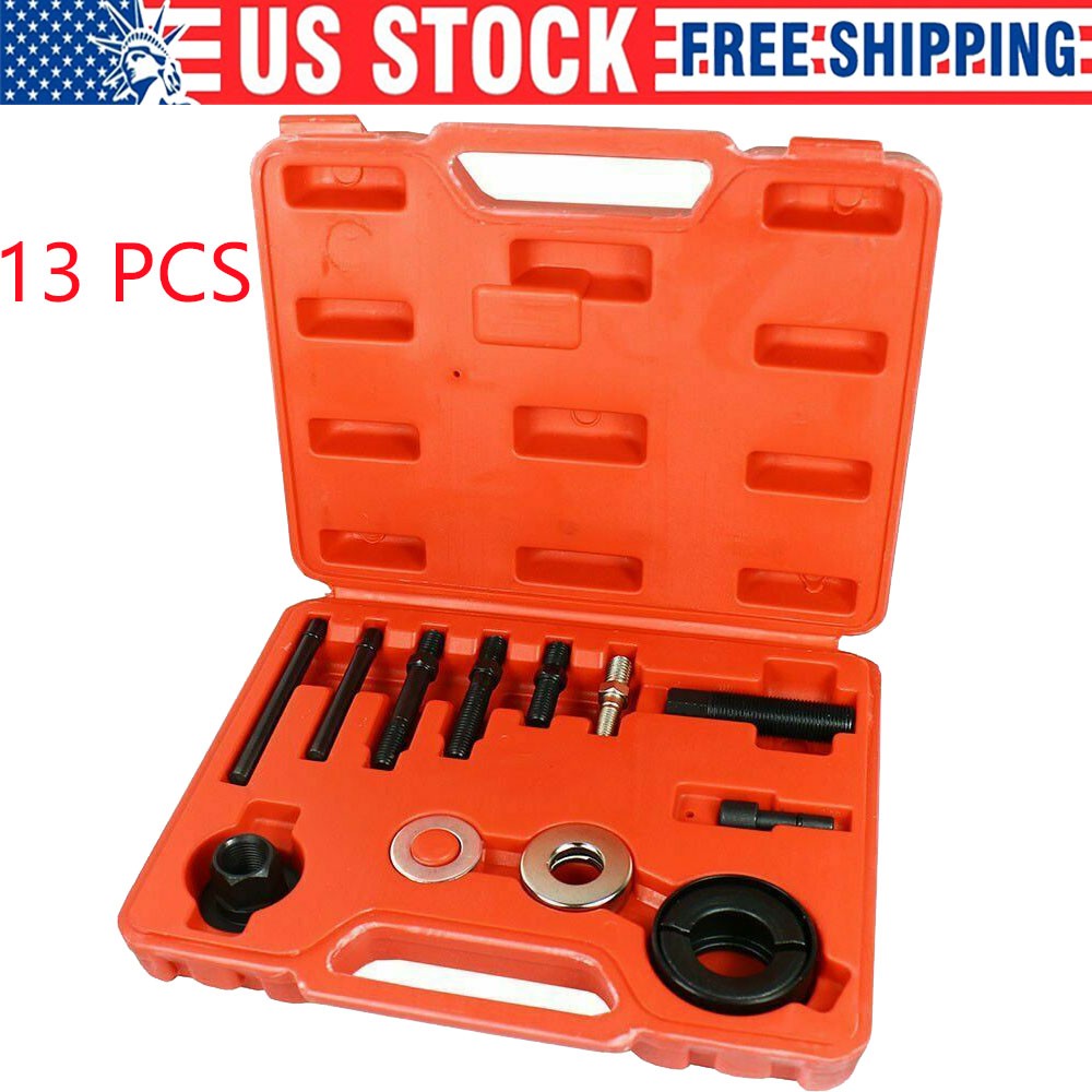 13Pcs Power Steering Pump Pulley Puller Remover & Alternator Installer Tool Kit
