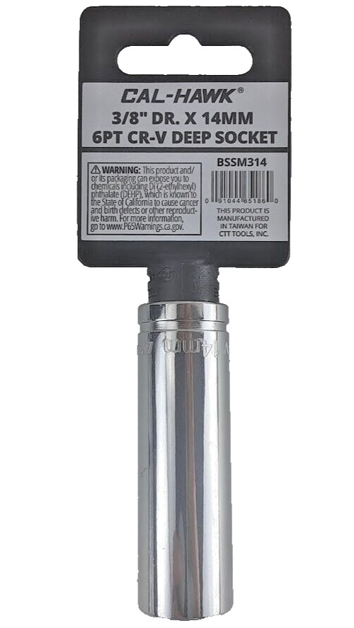 3/8″ DR. X 14 MM DEEP 63mm Length SOCKET 6 POINT Chrome-Vanadium CR-V MATERIAL