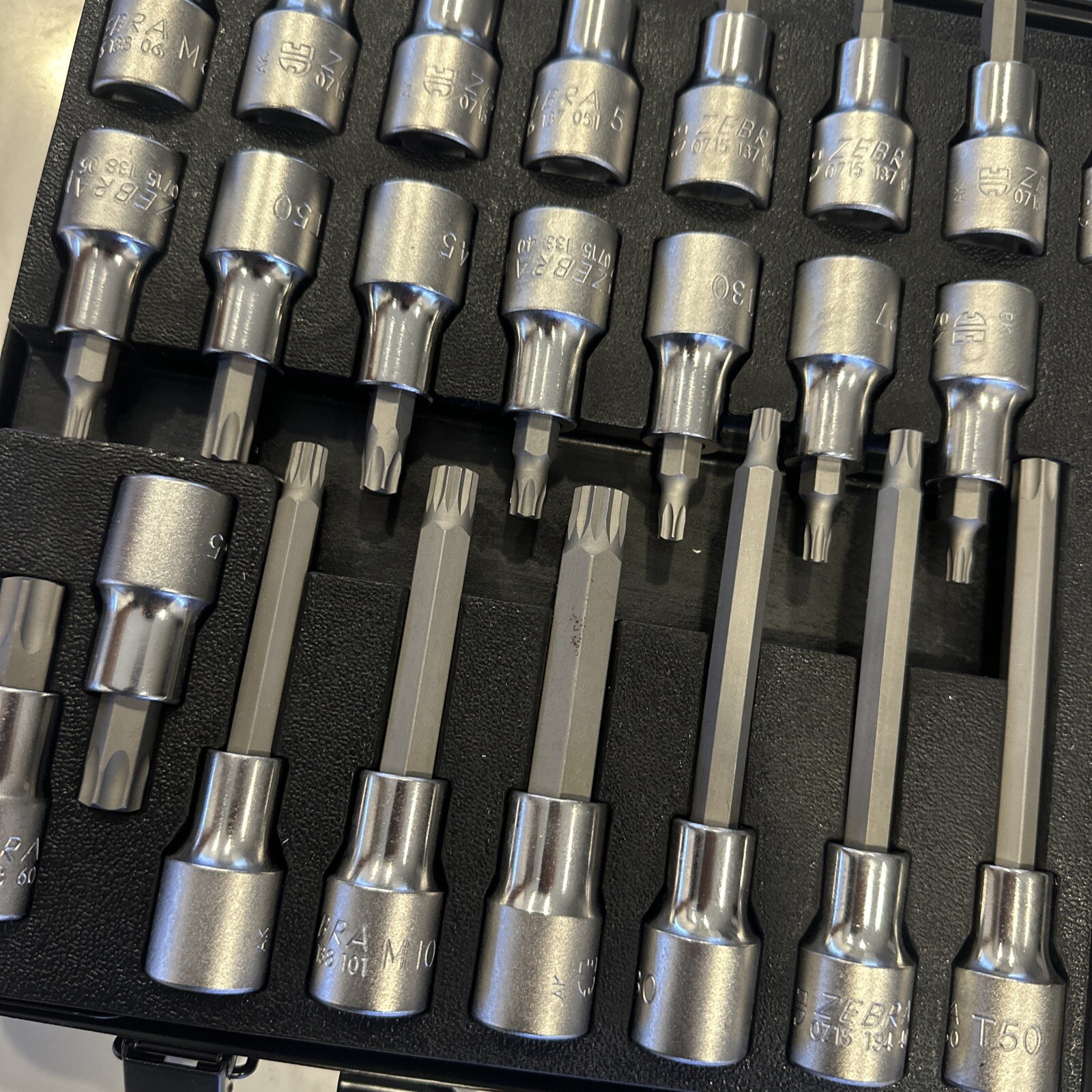 Wurth ZEBRA 1/2 Inch Torx, Multi-Point (12-Pt), & Allen Socket Set 31 Pc W/ Case