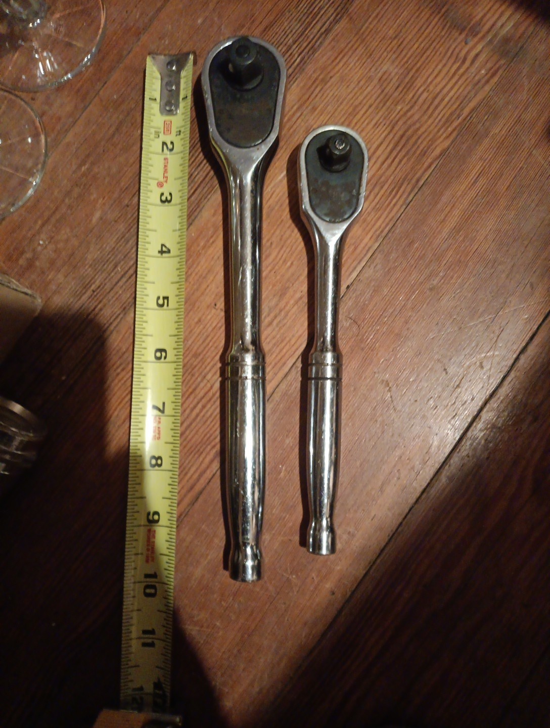 Vtg Husky Black&Chrome Ratchet 1/2″Drive 24800 10″ Long+3/8″ Drive 22800 7 3/4″