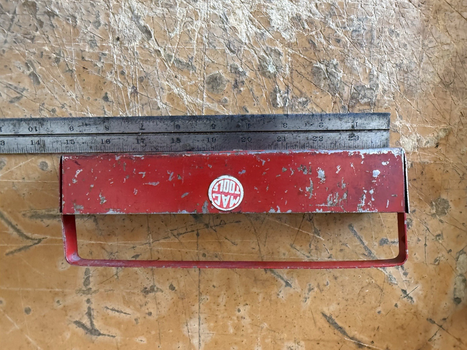 MAC Tools Red Metal Parts Tray Carry Tray Socket Holder Round Logo USA 9”