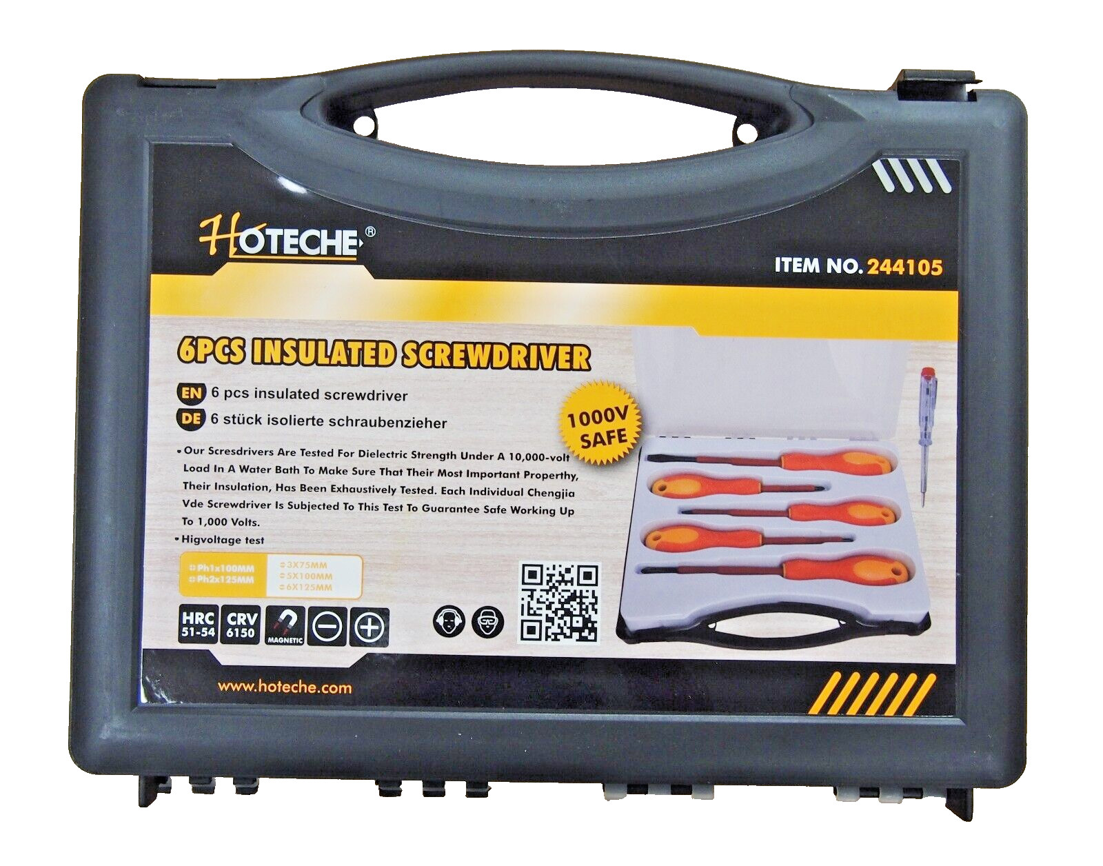 6PC Insulated Screwdriver 1000V Magnetic Slotted Phillips Tester Set 244106