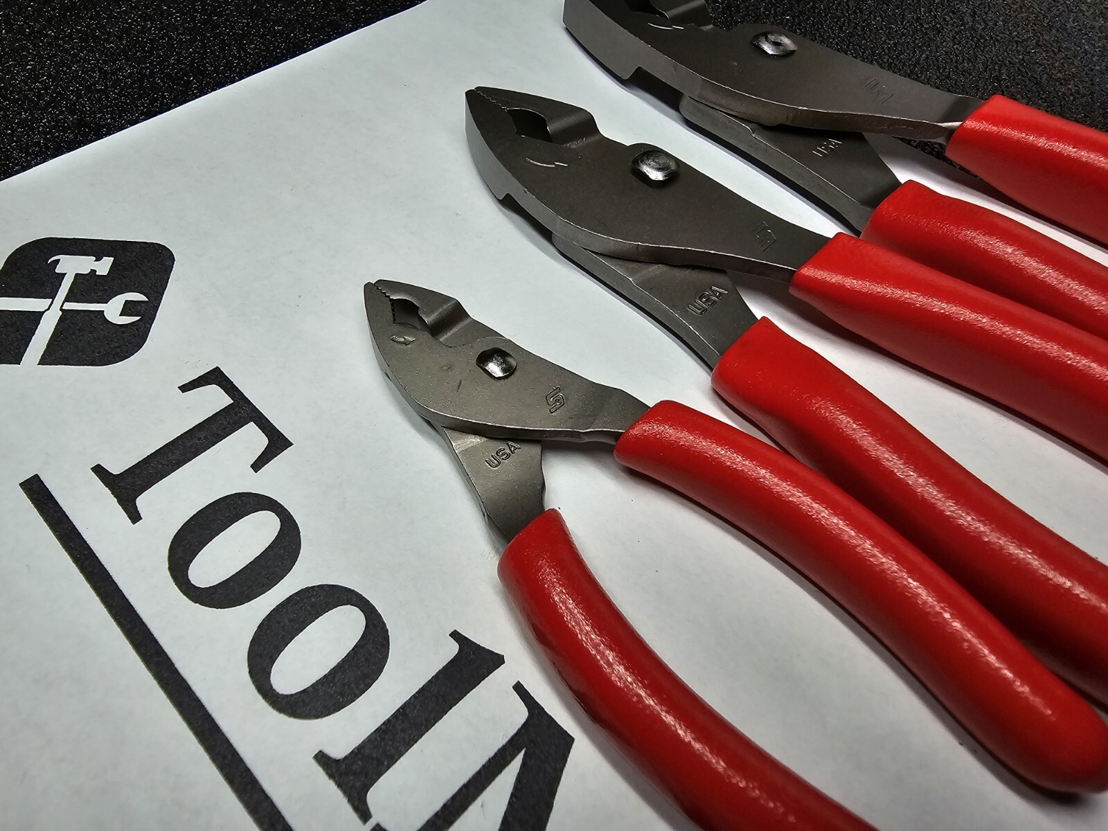 Snap-on Tools USA RED 3pc Talon Soft Grip FlankJaw Slip-Joint Plier Set HJ44BCF