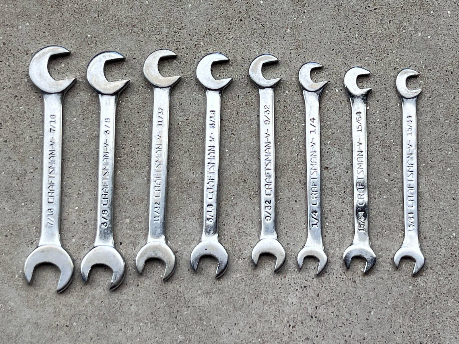 Sears Craftsman Tools USA 8 Piece Open-End 4 Way Offset Ignition Wrench Set 4306