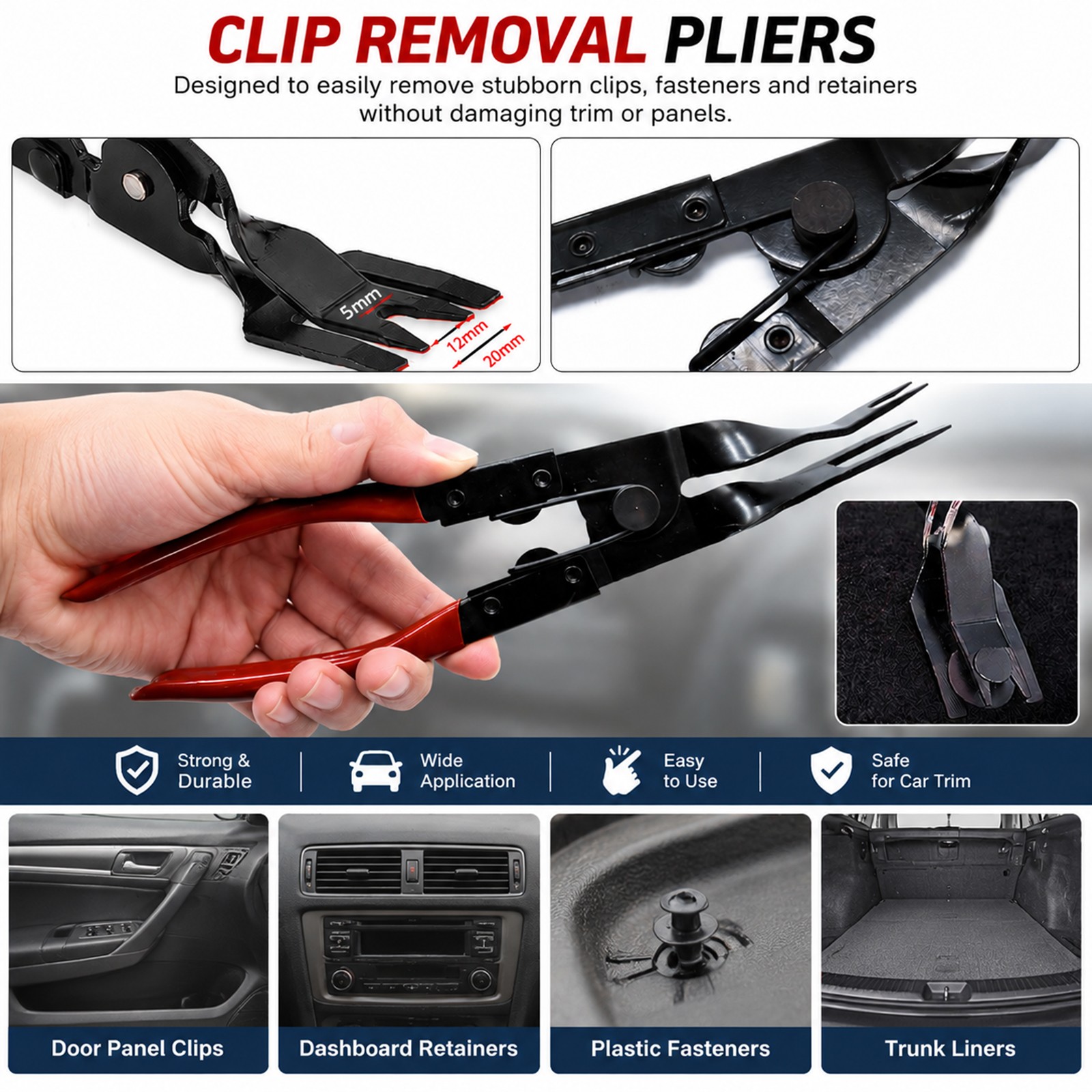 19Pcs Car Trim Panel Removal Tool Clip Pry Dash Stereo Audio Light Repair Set