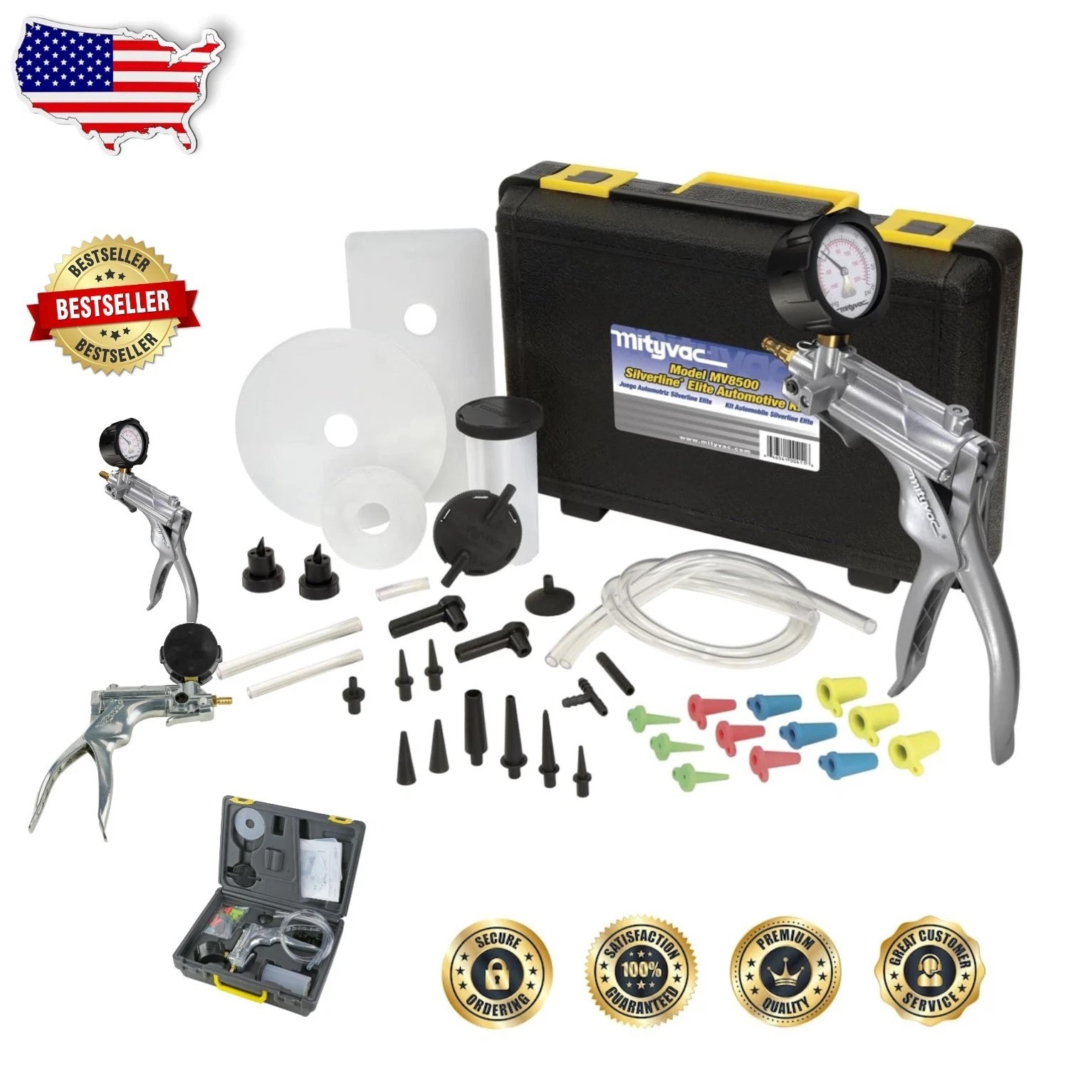 Silverline Elite Brake Clutch Bleeder Kit, Vacuum Pressure Tester, Universal …