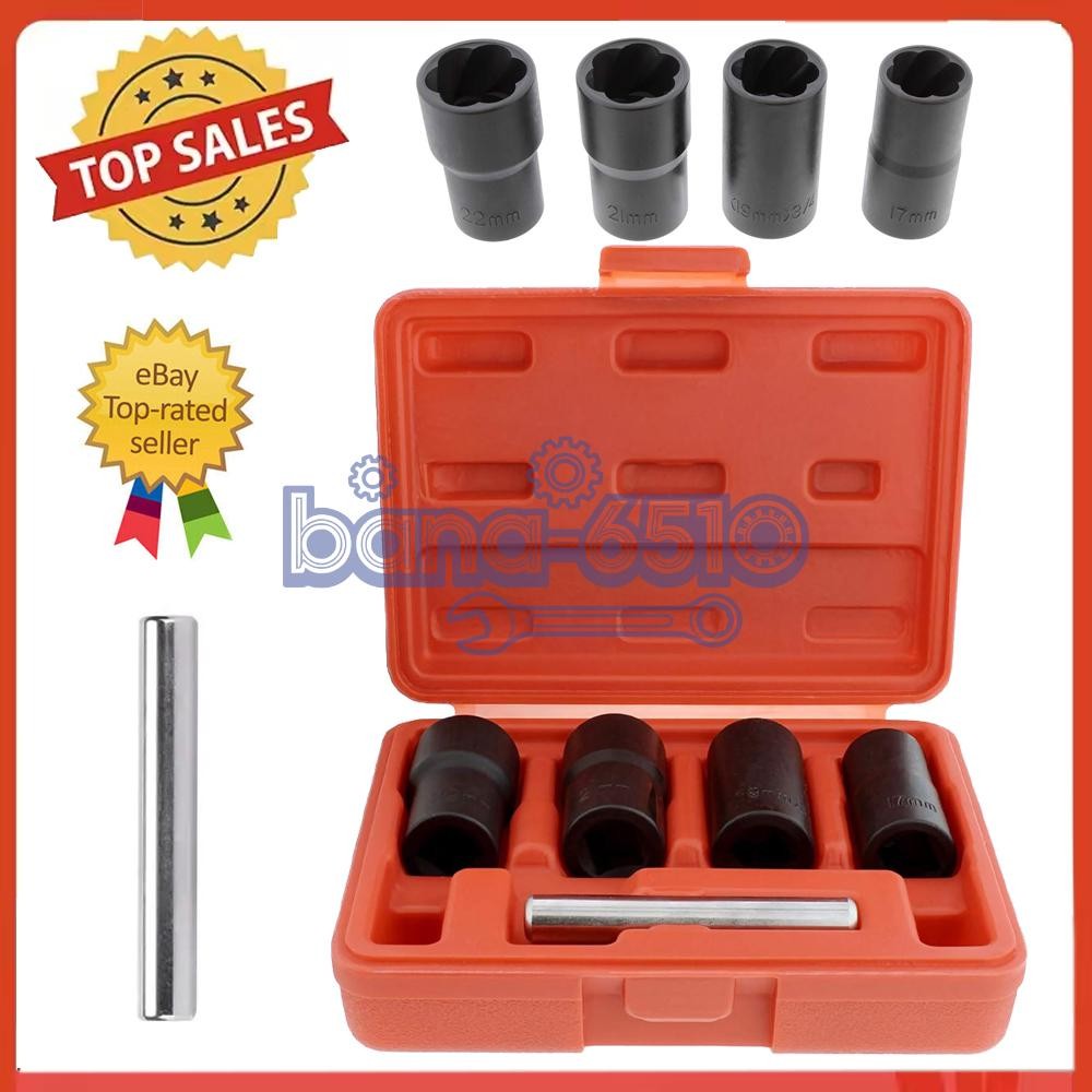 5Pcs Twist Socket 1/2” Drive For Wheel Lug Nut Damaged Removal and Extractor US