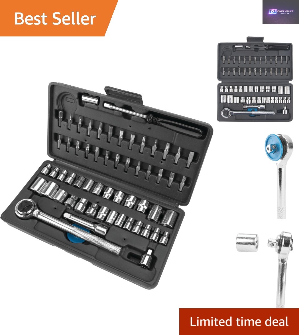 Versatile 1/4-Inch & 3/8-Inch Socket and Bit Set with Carry Case – 60 Pieces