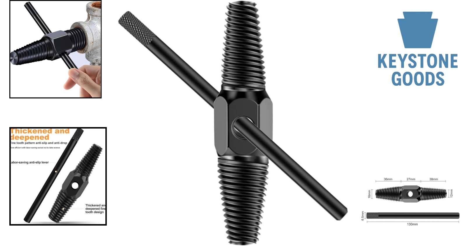 2-in-1 Pipe Screw Extractor Set for 1/2 & 3/4 Inch Rusted/Damaged Fasteners