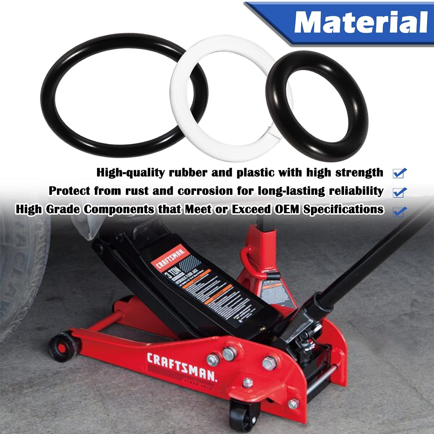 Floor Jack Seal Kit for Sears, Craftsman, MVP – 214.50136, 50136, G-493LWM