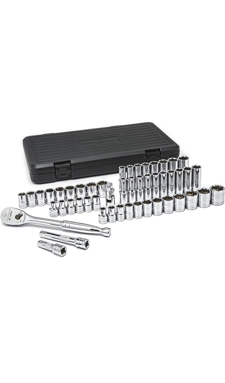 GEARWRENCH 49 Pc 1/2″ Dr 6Pt SAE/Metric Deep & Standard Socket Set KD80700D
