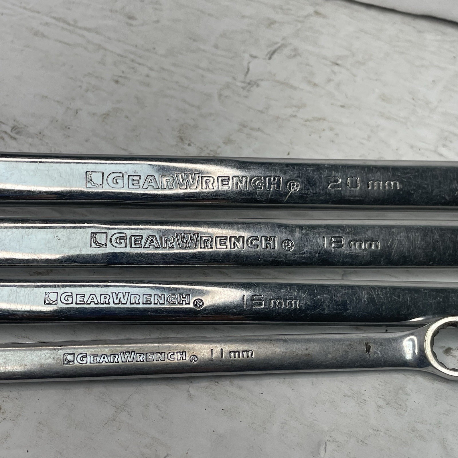 Gearwrench Wrench Set (4) – 20mm, 18mm, 15mm, 11mm – Models 81677–81668 – Used