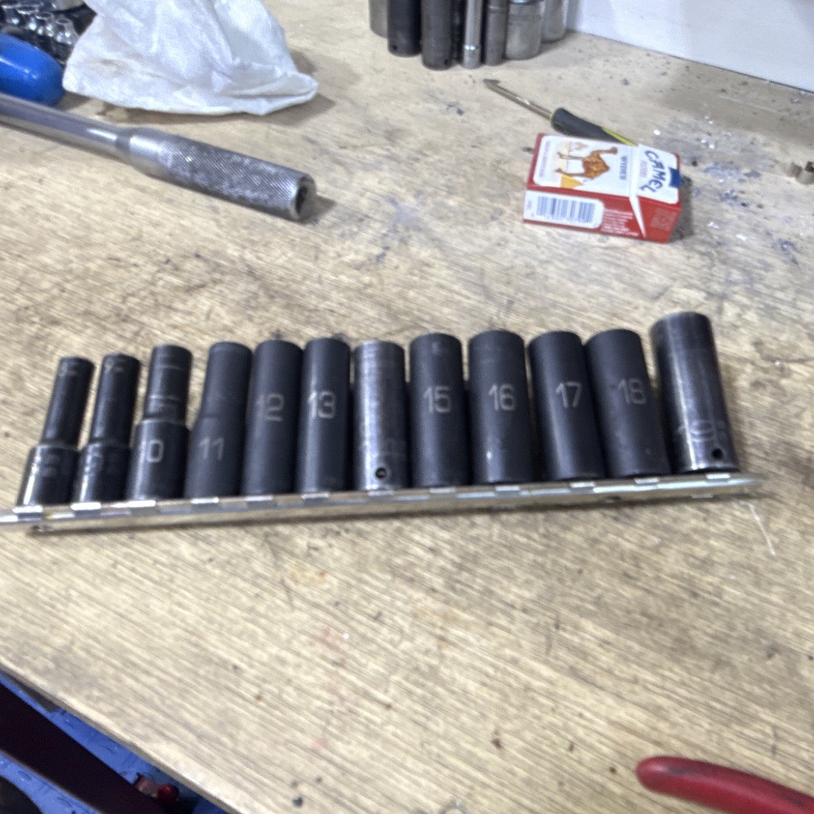 Matco 3/8 Drive Socket Set Deep Impact 8-19 Mm Six Point On Rail