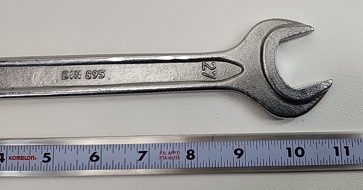 DIN 895 Metric Double Open End Wrench 27mm x 30mm Chrom-Vanadium Good Used Cond