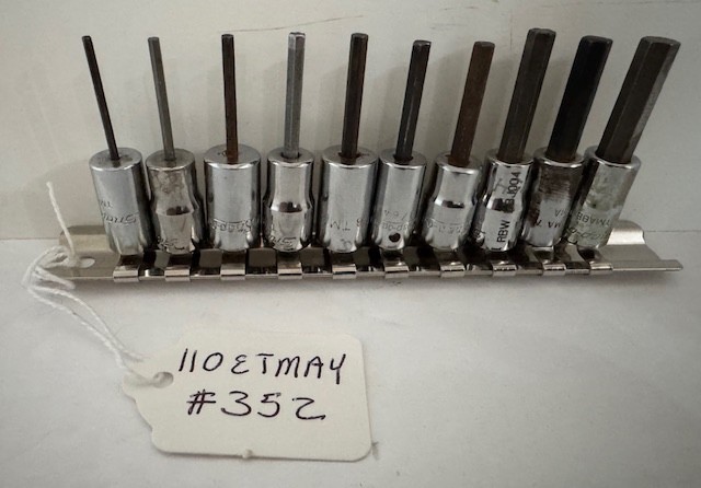 Snap On Tools 110ETMAY 1/4 Drive 10pc SAE Hex Allen Bit Socket Set #352