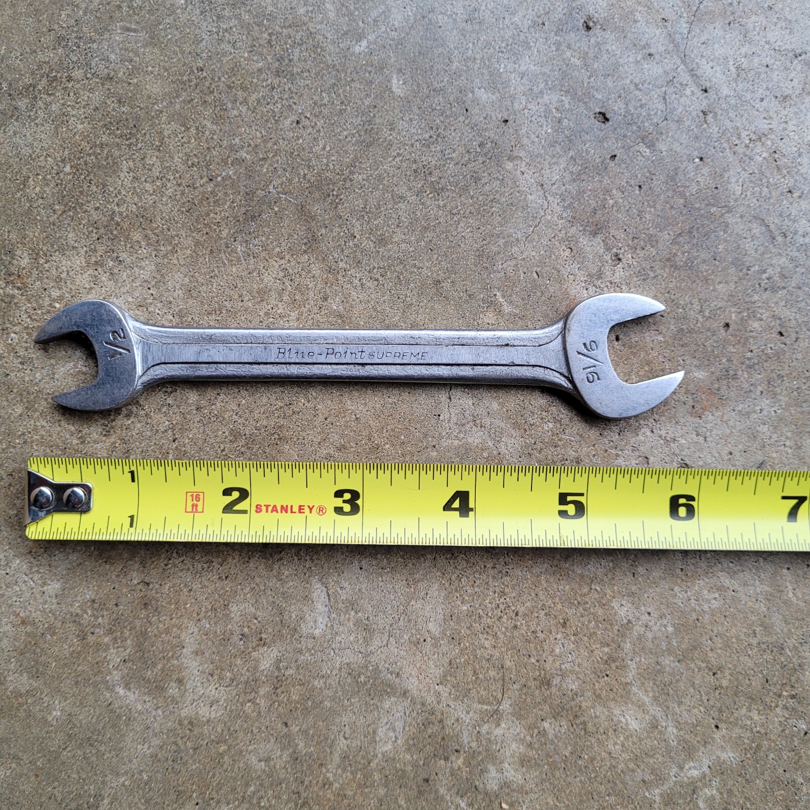 Blue Point Tools S1618 Supreme 1/2” X 9/16” SAE Chrome Open Ended Wrench USA