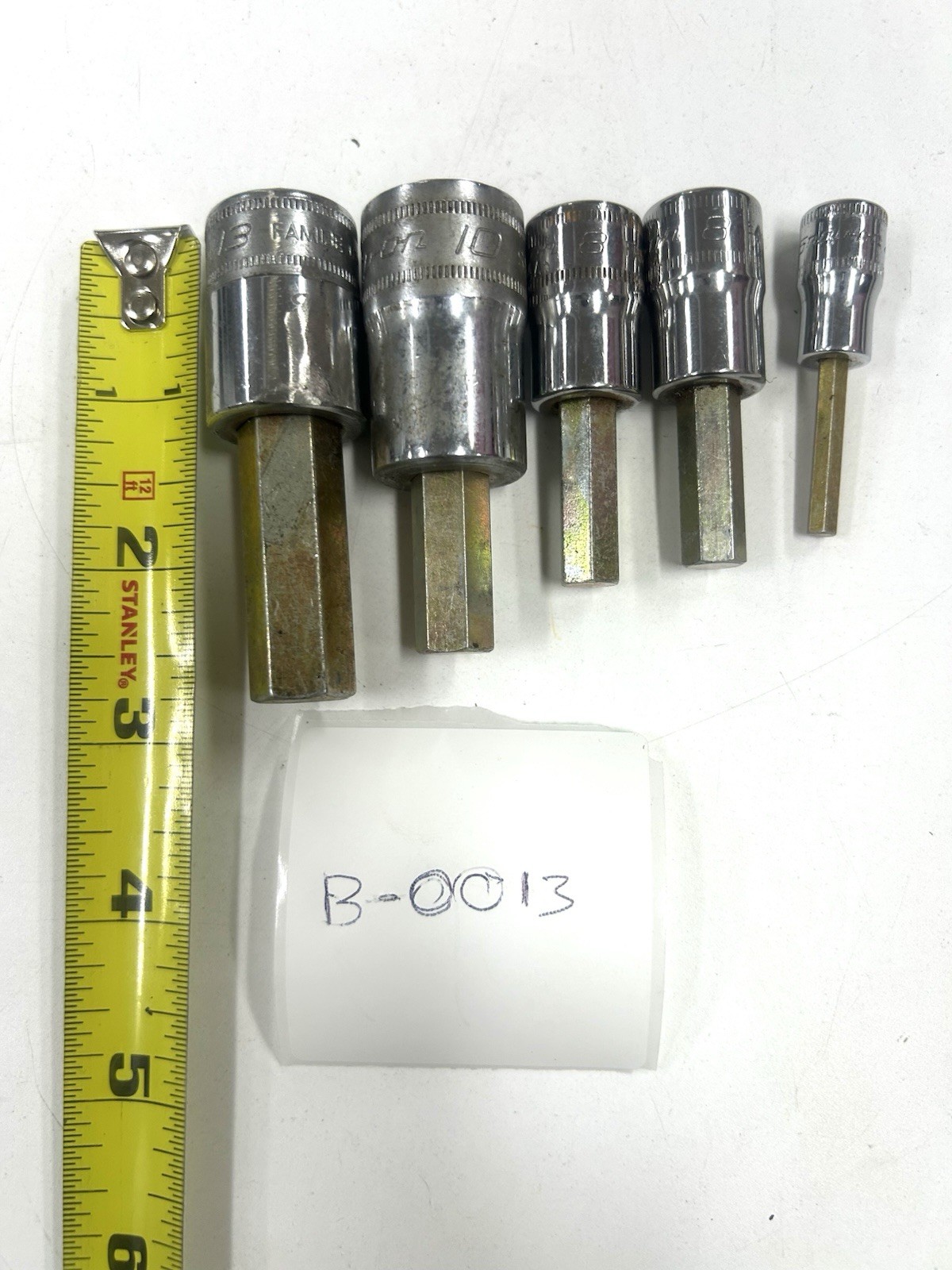 B-0013 Snap-on SAE Hex Allen Bit Socket Set 3/8” & 1/2” Drive 5-Piece USA