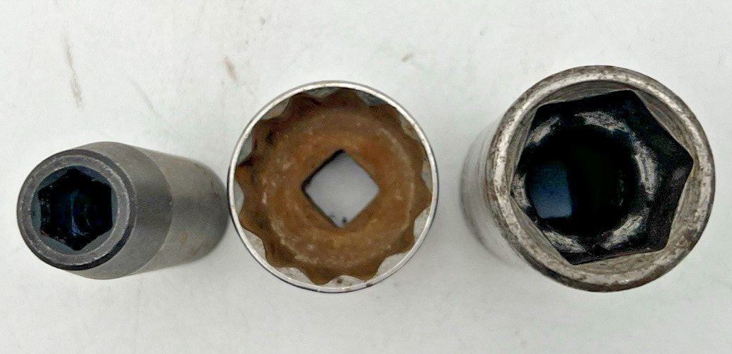 (8) SNAP ON SOCKETS 3/4″ SWIVEL, 1-1/4″, 5/8, 7/8″, 15/16″, 3/4″, 9/16″, N4046A
