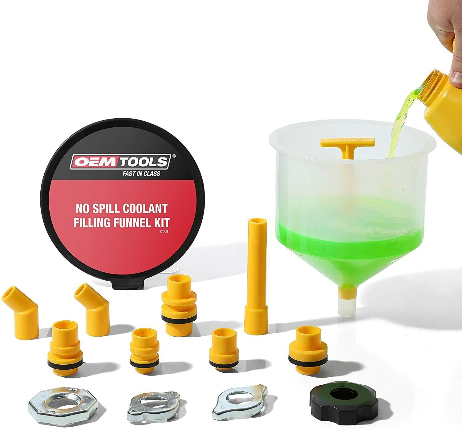 Radiator Coolant Filling Funnel Kit Spill Proof Cooling Fluid Bleeder Adapters