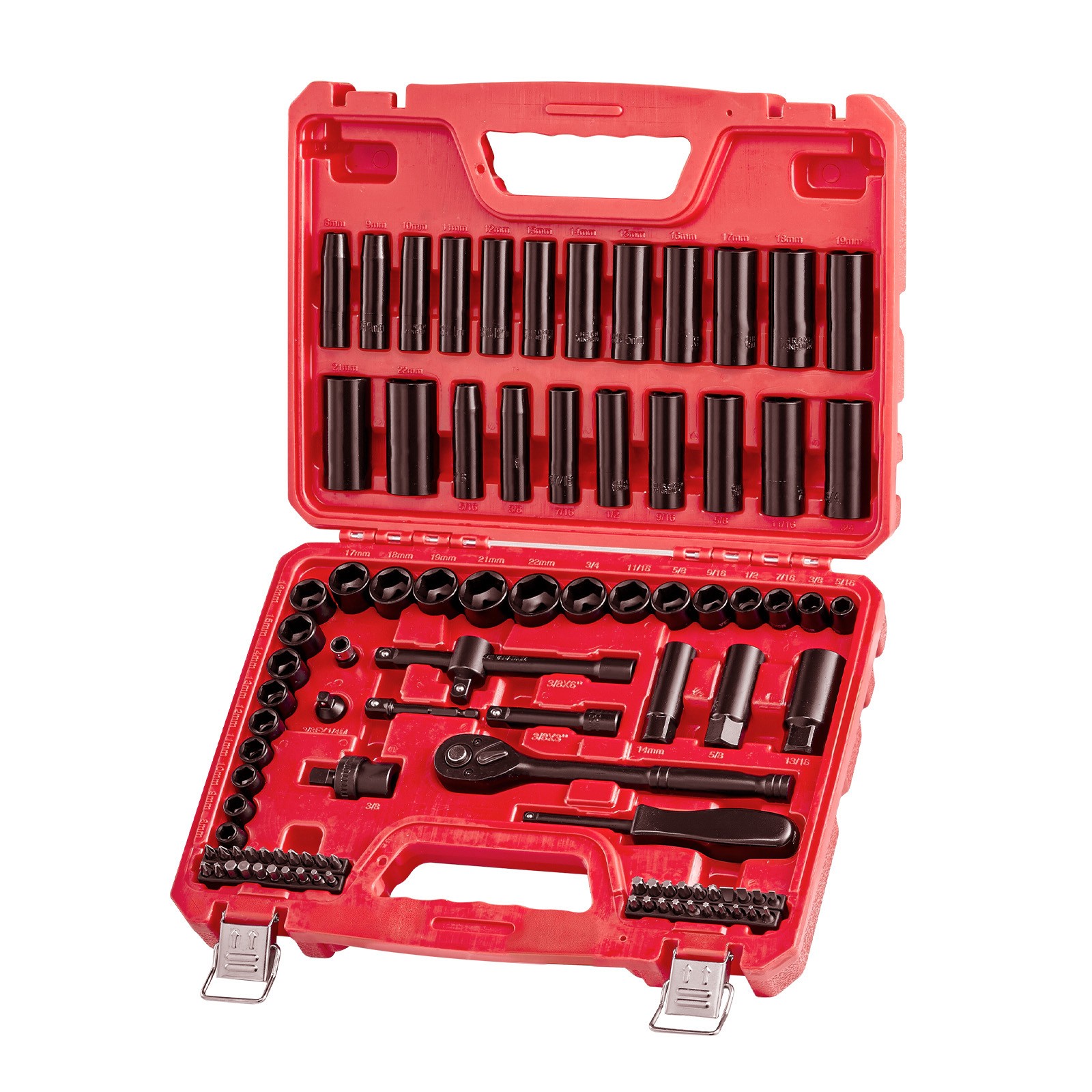 Uimoso 96-Piece 3/8 in Drive Impact Socket Set SAE 5/16-3/4 in Metric 8-22 mm
