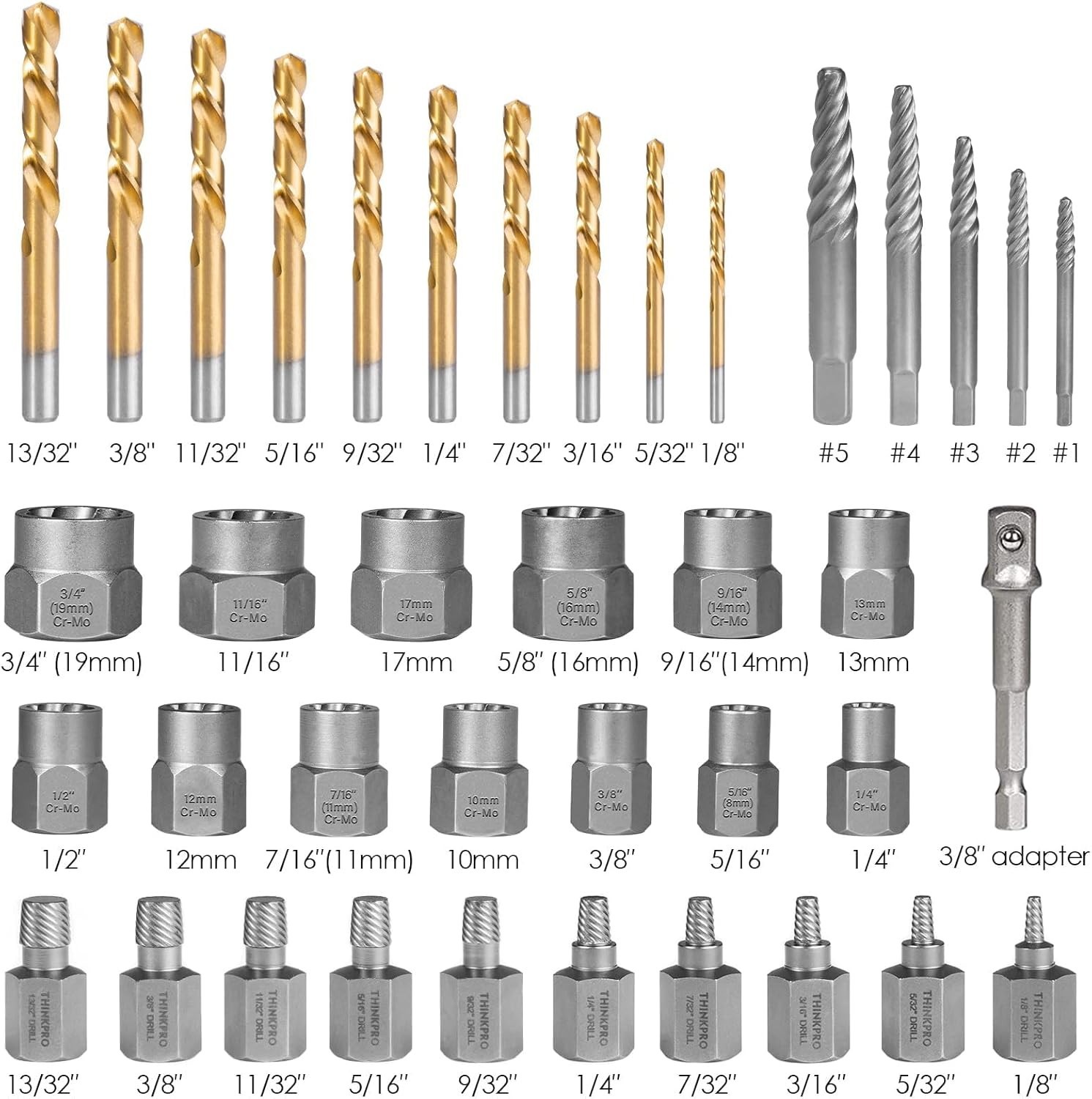 39-Pc Bolt Extractor Set & Drill Bit Kit – Stubborn Lug Nut Removal Made Easy