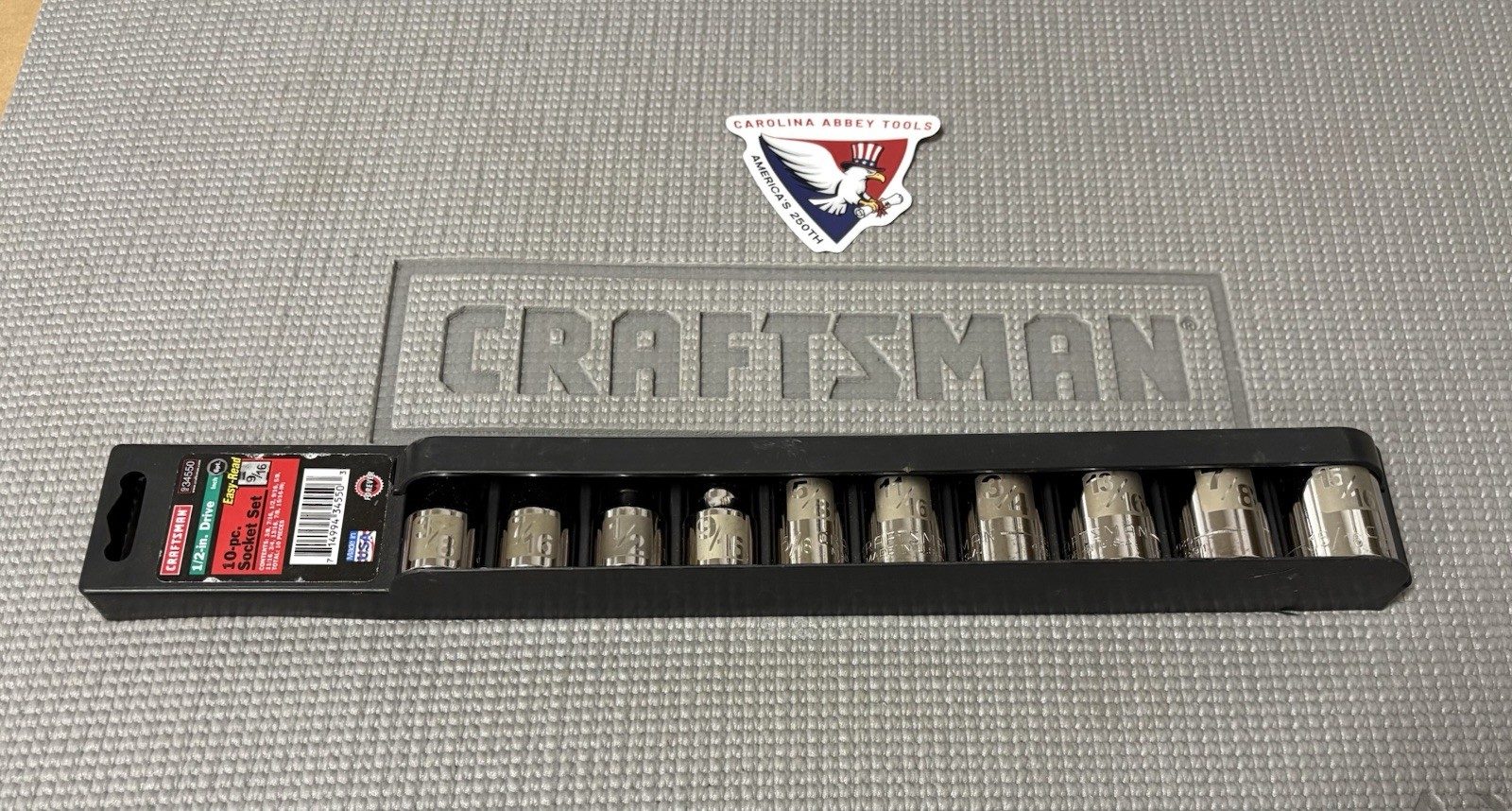 NOS Sears Craftsman USA 1/2” Drive 10pc Easy Read 6pt Sockets SAE 34550 G2D Dual
