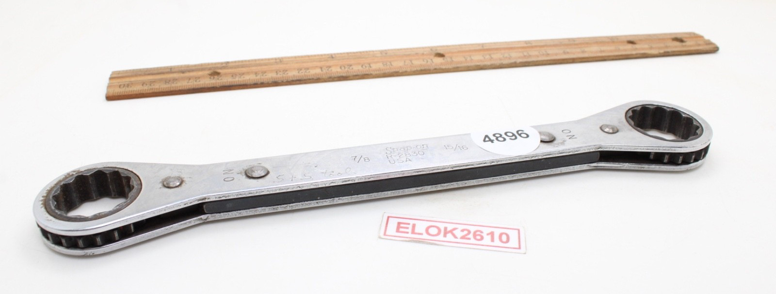 Snap-on R-2830 7/8″ × 15/16″ 12 Point SAE Ratchet Wrench 9.75″ USA
