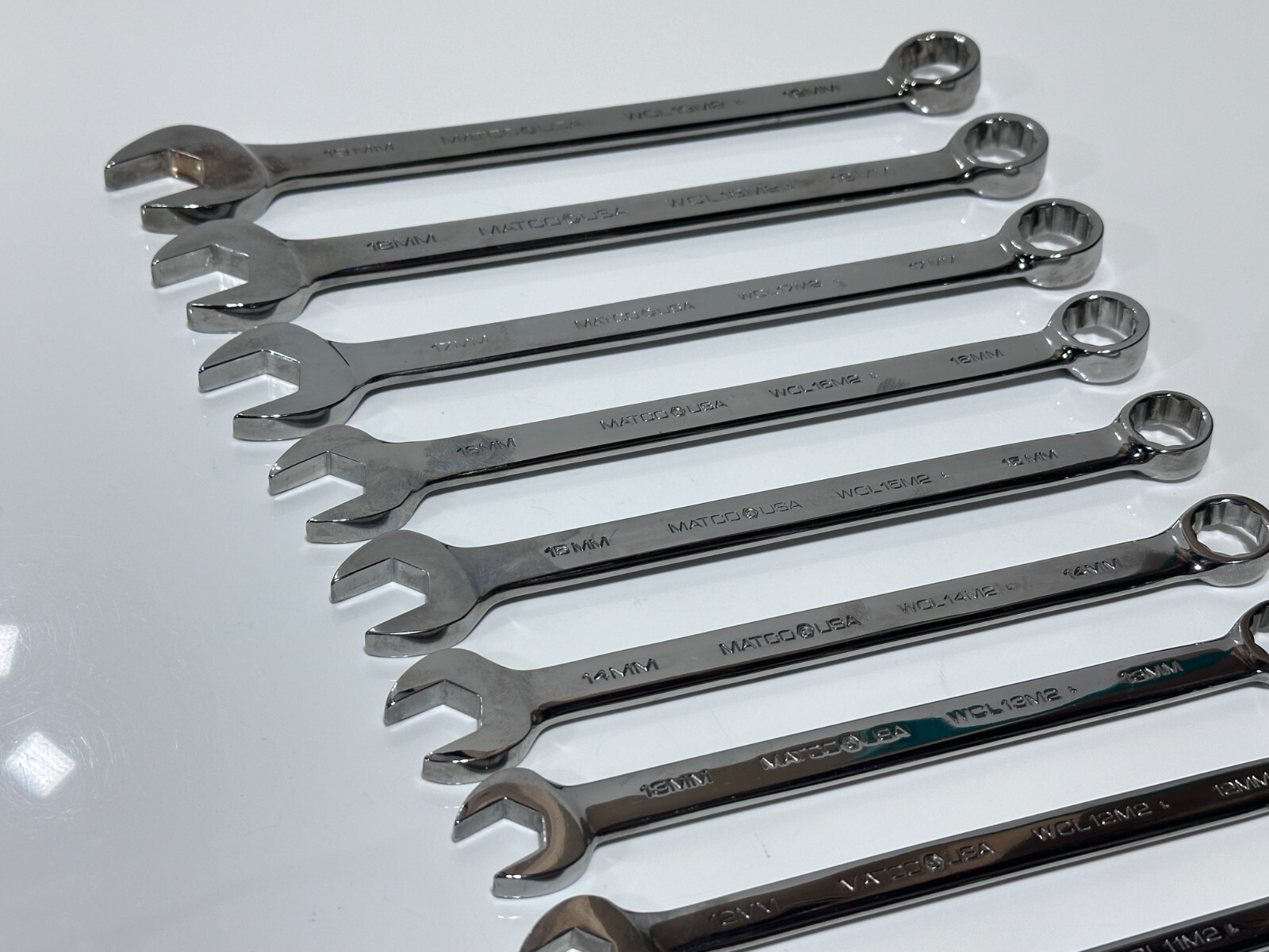 Matco Tools USA SWCLM12T 11pc Metric 9mm-19mm Full Polish Combination Wrench Set