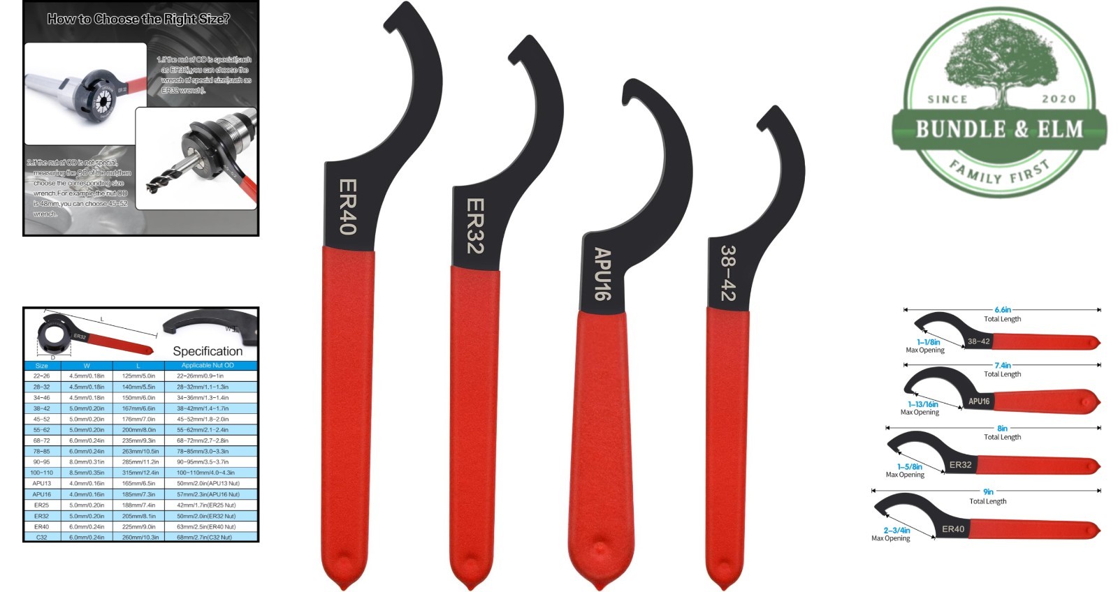 4pcs Coilover Spanner Wrench Set for Shock Adjustment with Rubber Handles