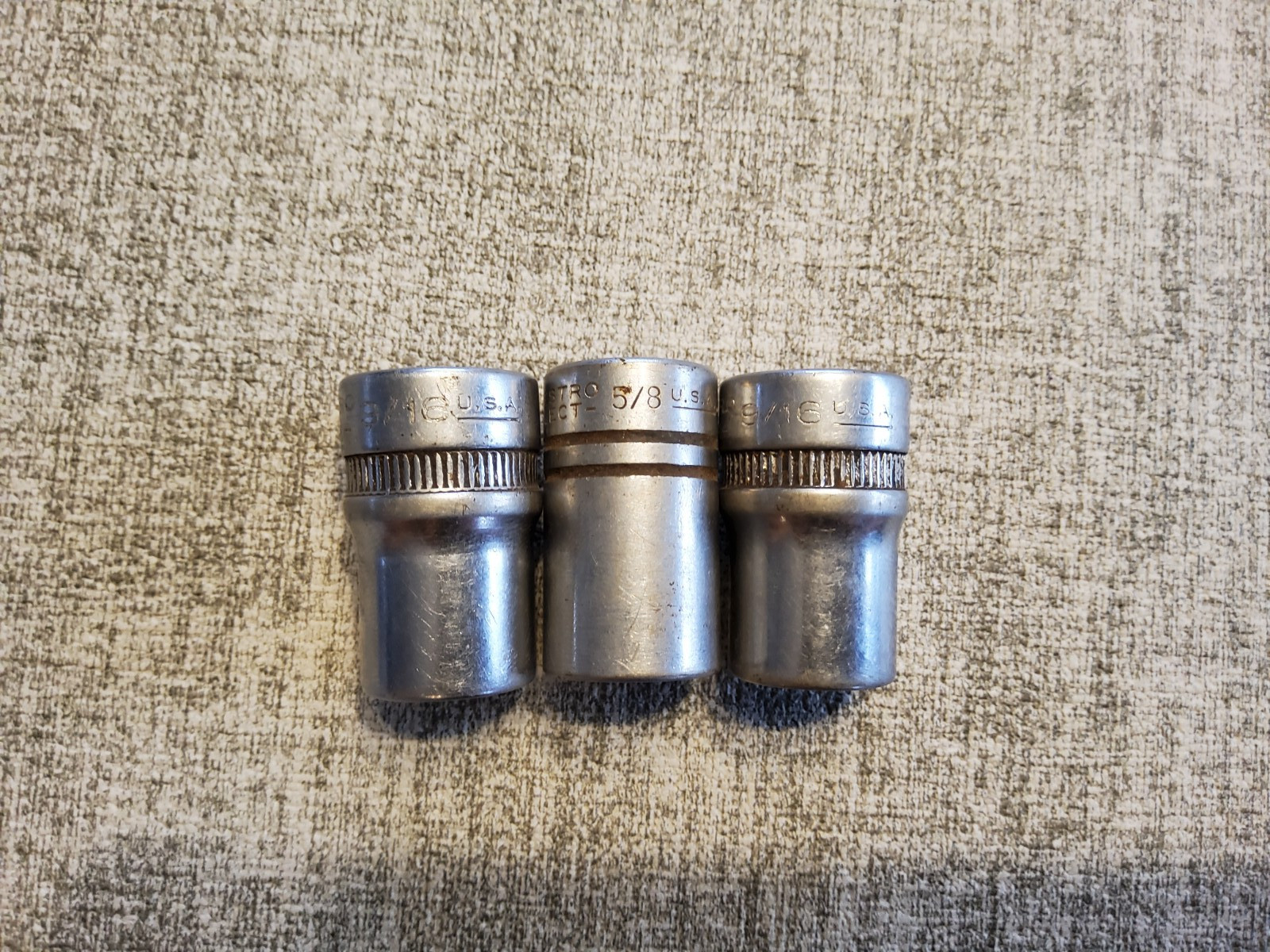 Lot of 3 Industro 1/2″ Drive Sockets (2 Super 1218 9/16» & Select 5/8″) USA