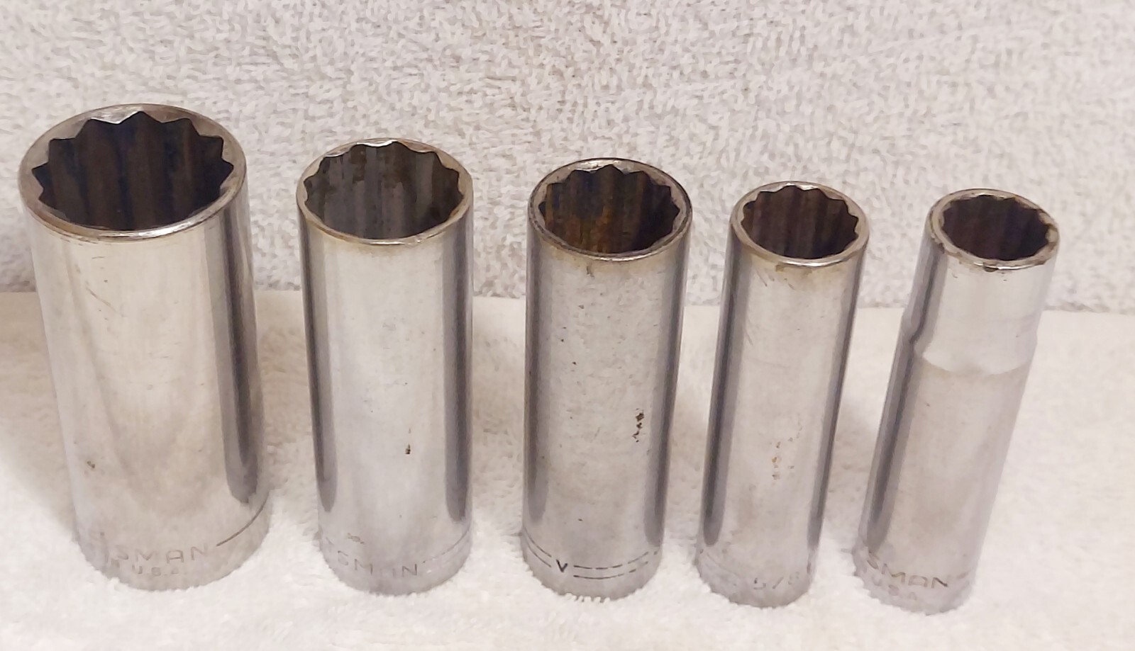 CRAFTSMAN 1/2″ DEEP WELL SOCKETS Vintage Lot Of 5