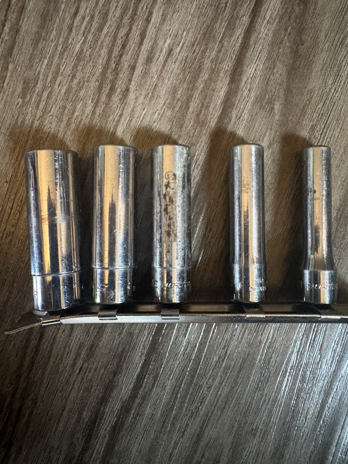 Snap On 5 Piece 1/4 Drive Deep Socket Set Wit Rail
