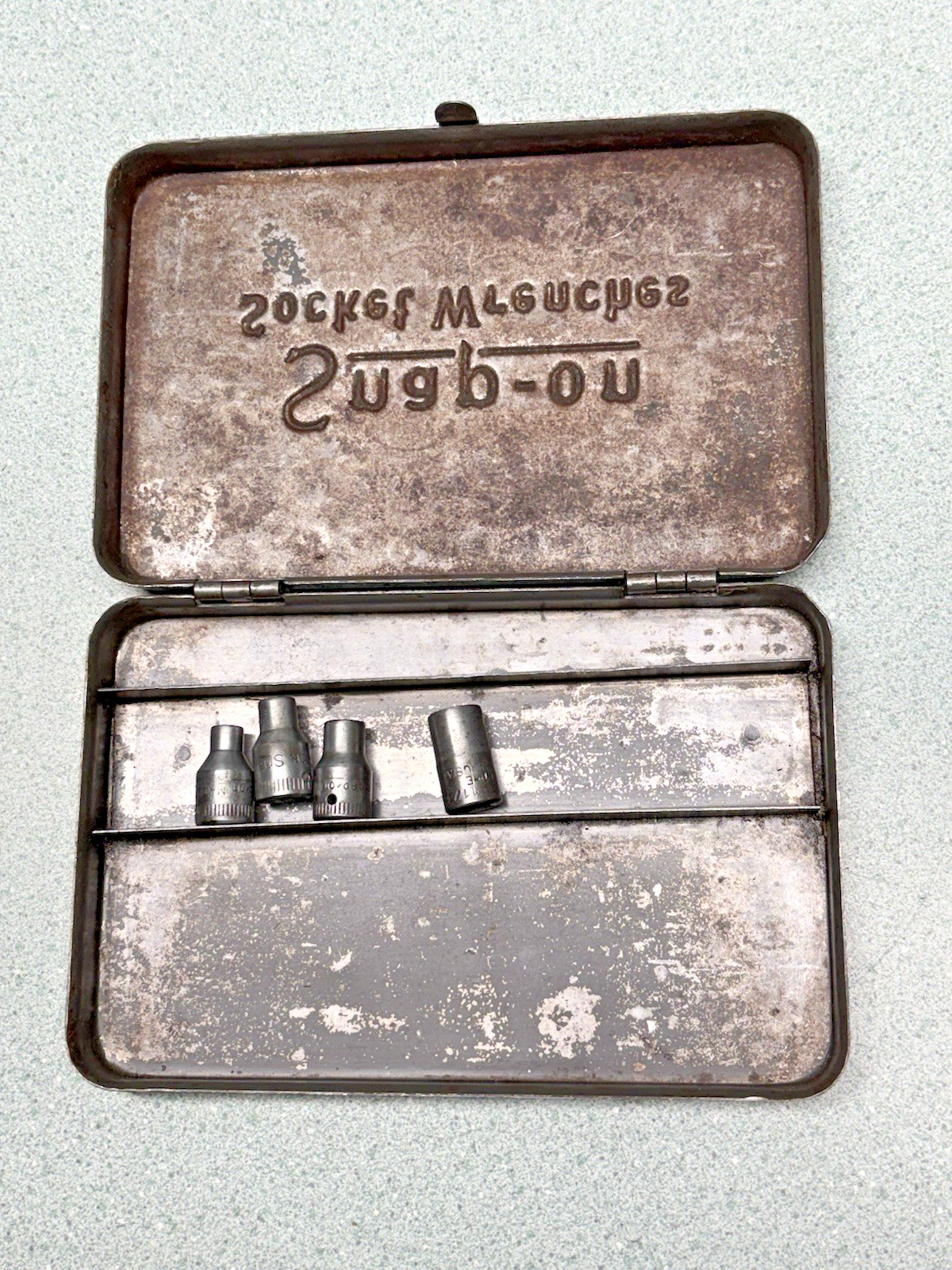 Vintage Snap-On Early Socket Wrench Set Case TM 6 7 8 11 E date 1944 RARE WWII