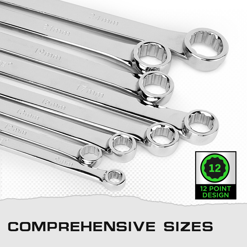 8 Pcs Extra Long Double Box End Wrench Set 8 – 24mm Aviation Spanner With Pouch