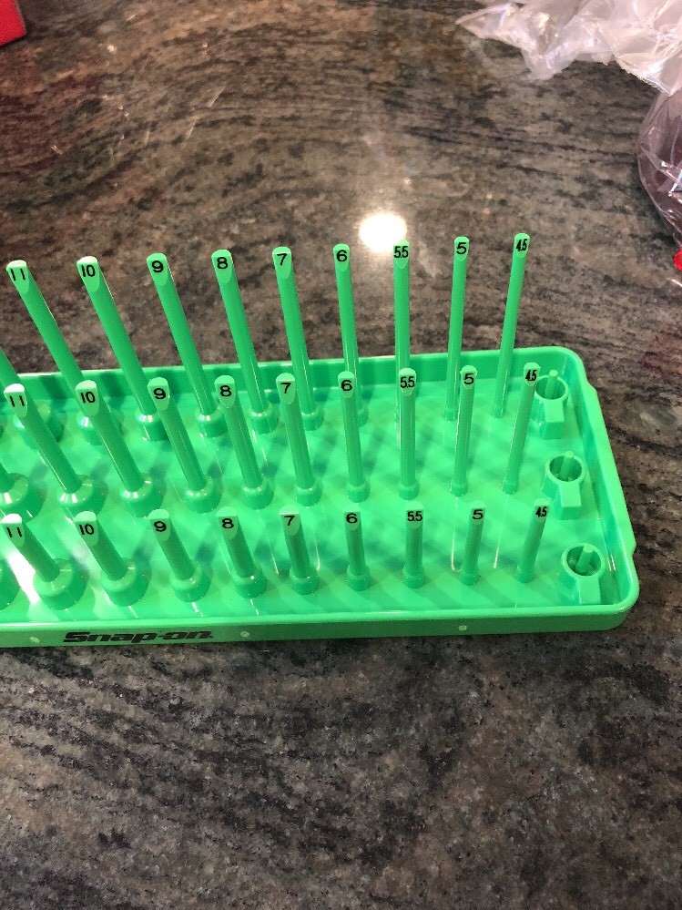 Snap On ka143metgn 1/4 metric post 3 row socket tray green