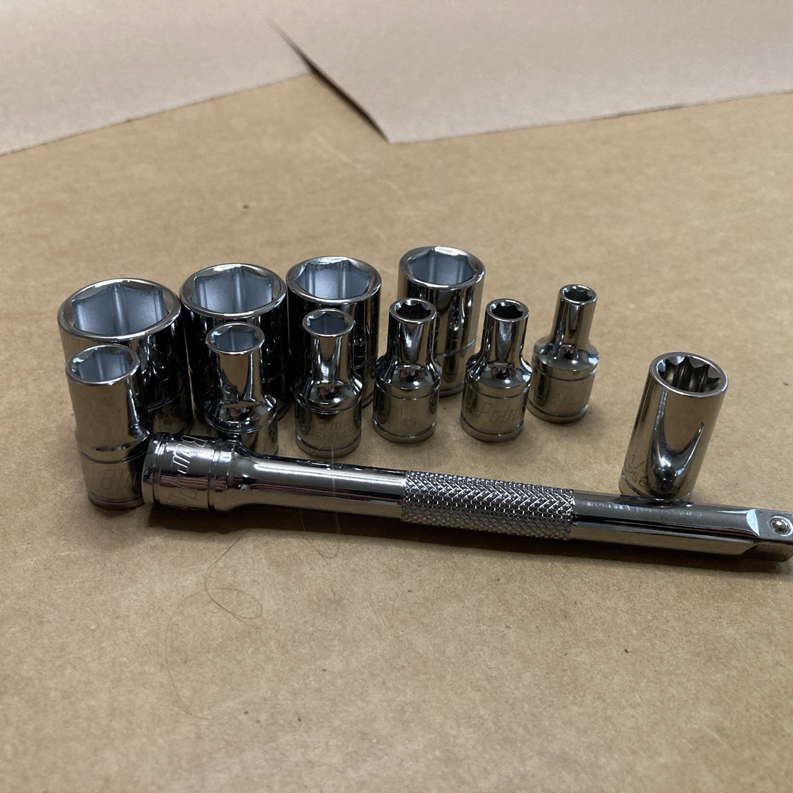 Blue-Point 1/4″ Drive Socket Lot 12 pieces 11-14mm 4-7mm 4″ Extension 1/4″ 8 pt.