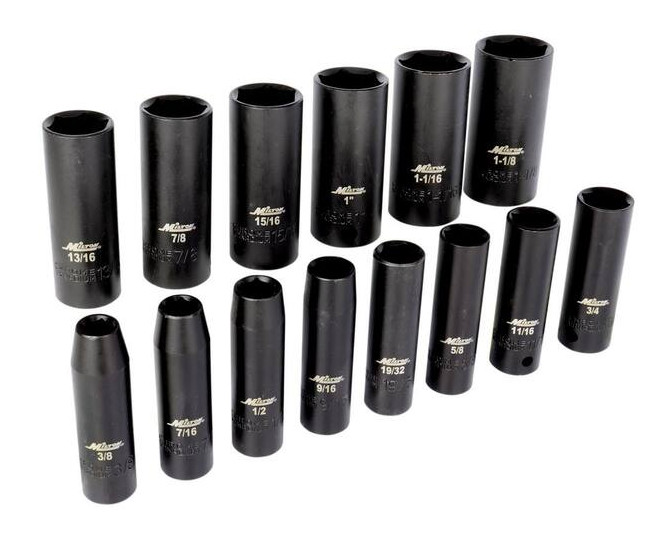 Milton® 14-Pc. 1/2” Drive Deep 3/8 to 1-1/8″ SAE Impact Socket Set