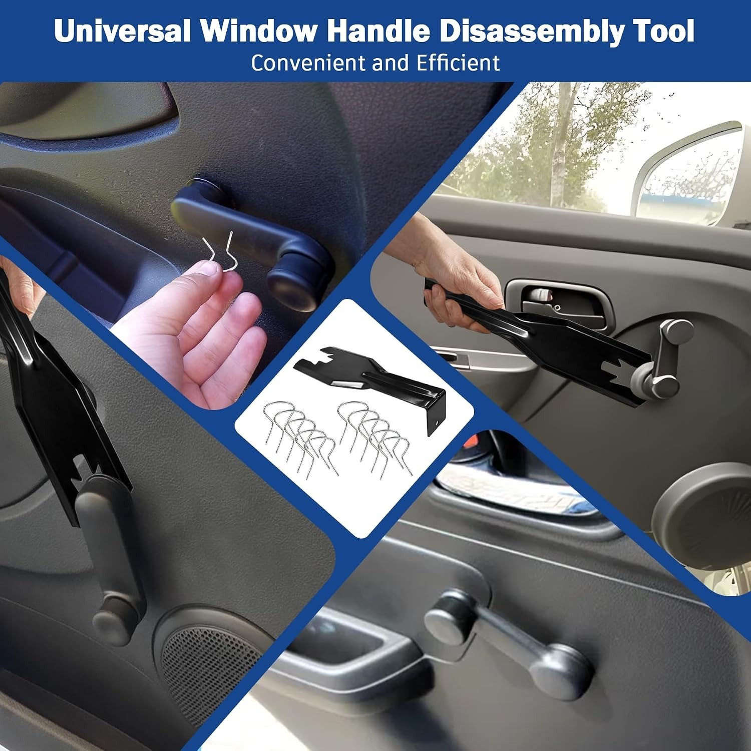 76951 Window Handle Removal Tool with 10 Window Handle Crank Fixing Clips,