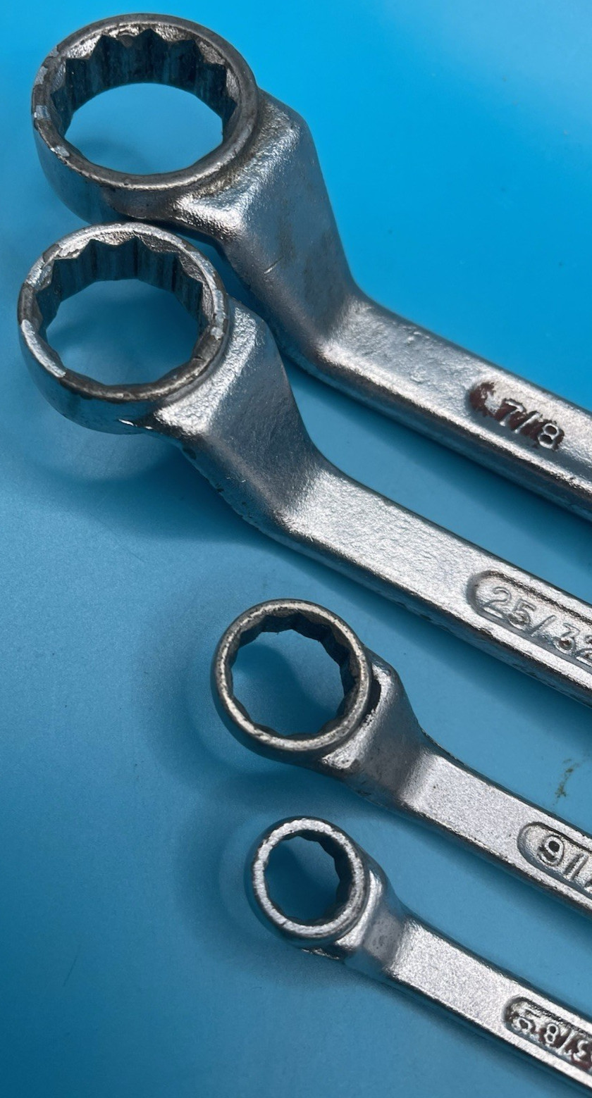 Dunlap SAE Deep Offset Box End Wrench Set 12pt 3/8″ to 7/8″ 4pc Made in USA