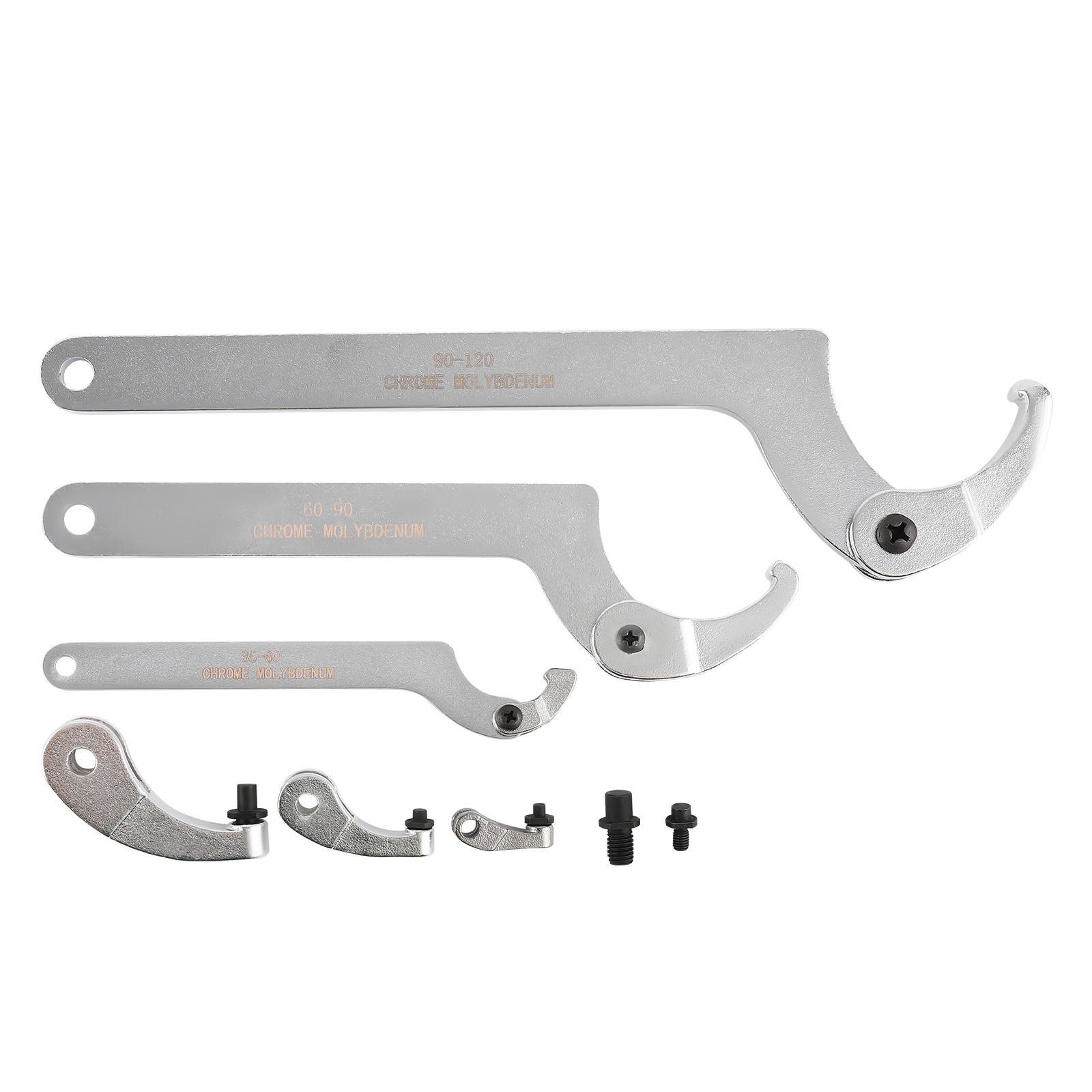 8Pcs Adjustable Hook & Pin Spanner Wrench Tool Set for Locking Nuts 35-120mm