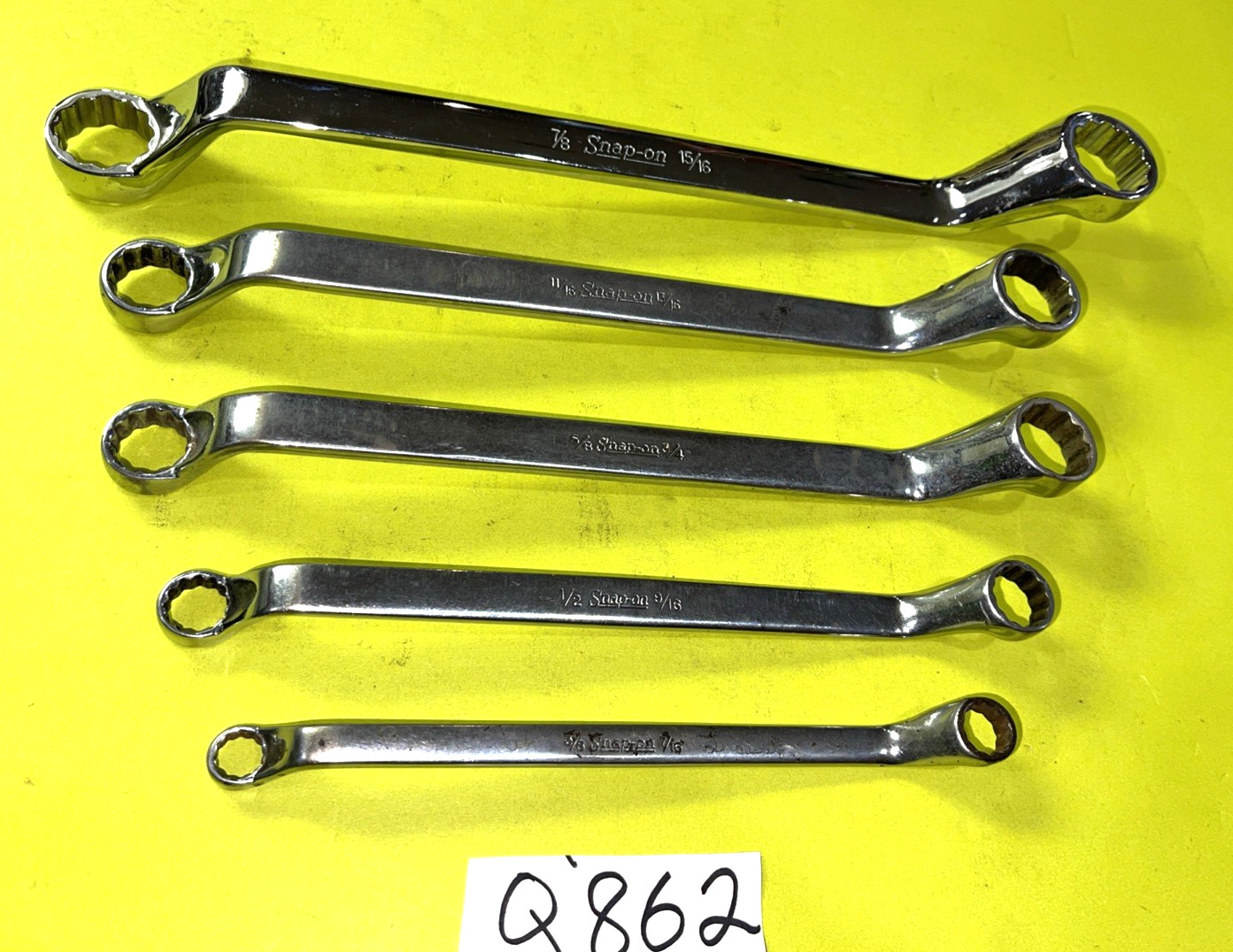 SNAP-ON TOOLS 5 PIECE SAE. DEEP OFF-SET BOX-END WRENCH SET 3/8 TO 15/16