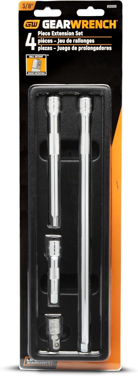 Gearwrench 81200D 4-Piece Drive Extension Set – Lightweight & Rust-Resistant
