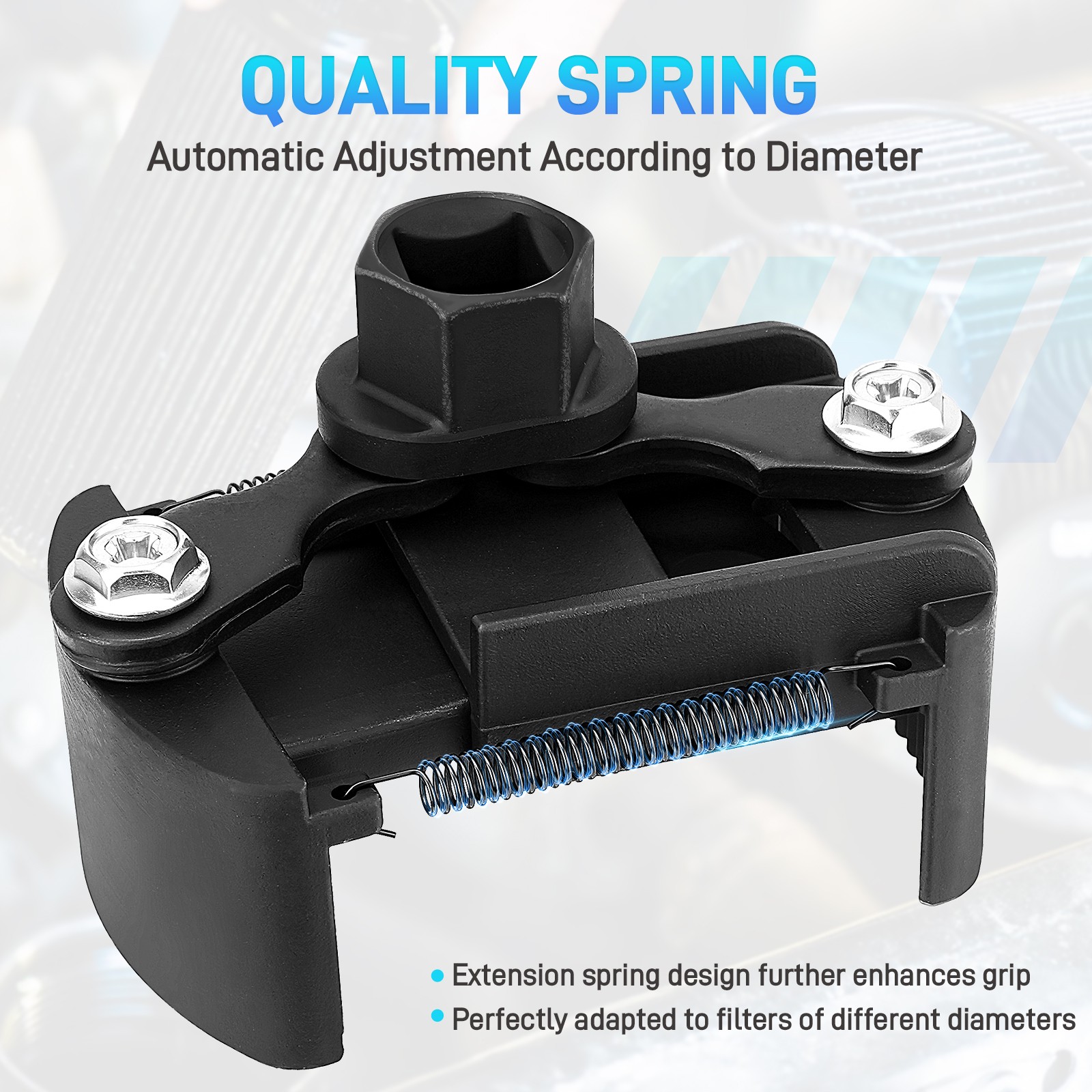 Universal Adjustable Oil Filter Wrench Set for 60mm-80mm Removal Tool Cap 1/2″