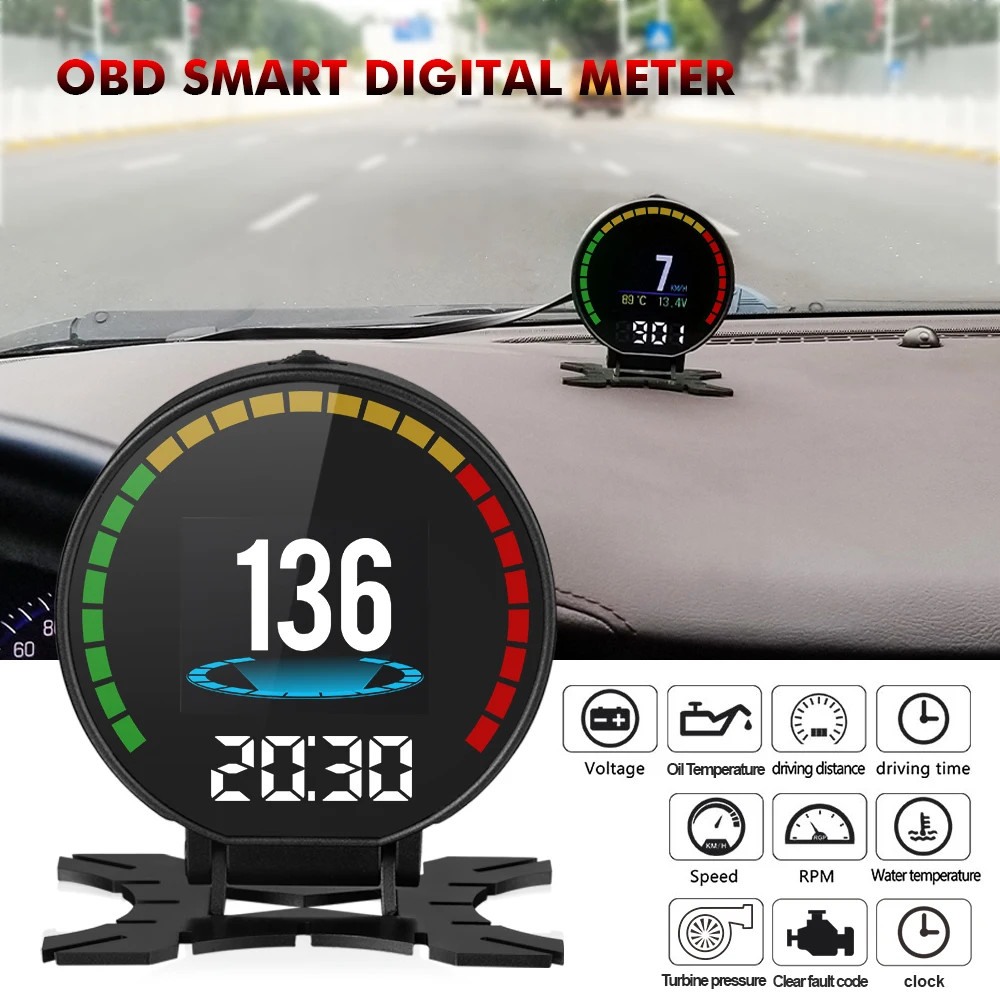 P15 Car OBD Head-Up Display Smart Digital Speedometer Water Temp Gauge Overspeed