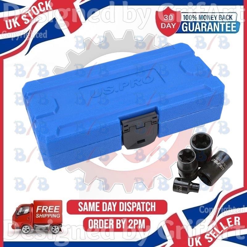 US PRO 17PC FEMALE IMPACT E STAR SOCKET SET TORQUE TORX 1/2″ 3/8″ DRIVE E5 – E24