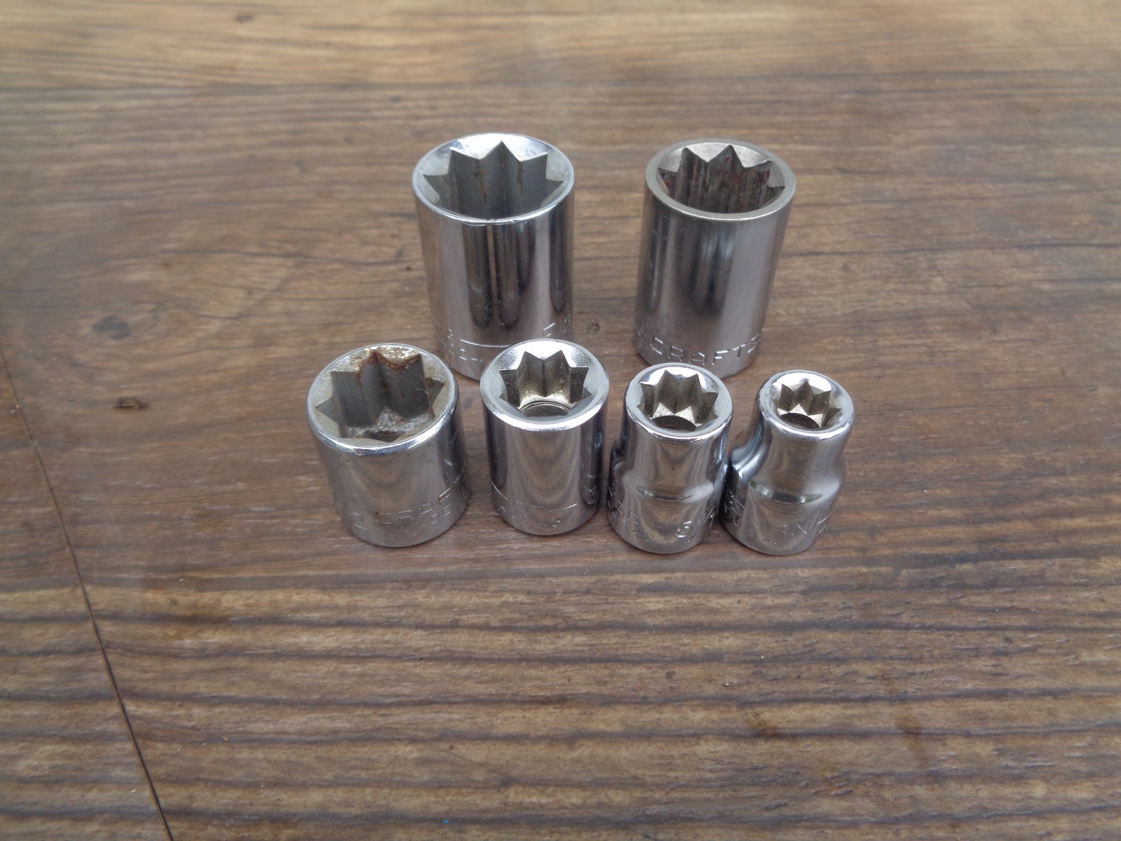 6- CRAFTSMAN Sockets SAE 8 Point 1/2″ & 3/8″ Drive 5/8, 9/16, 1/2, 3/8, 5/16,1/4
