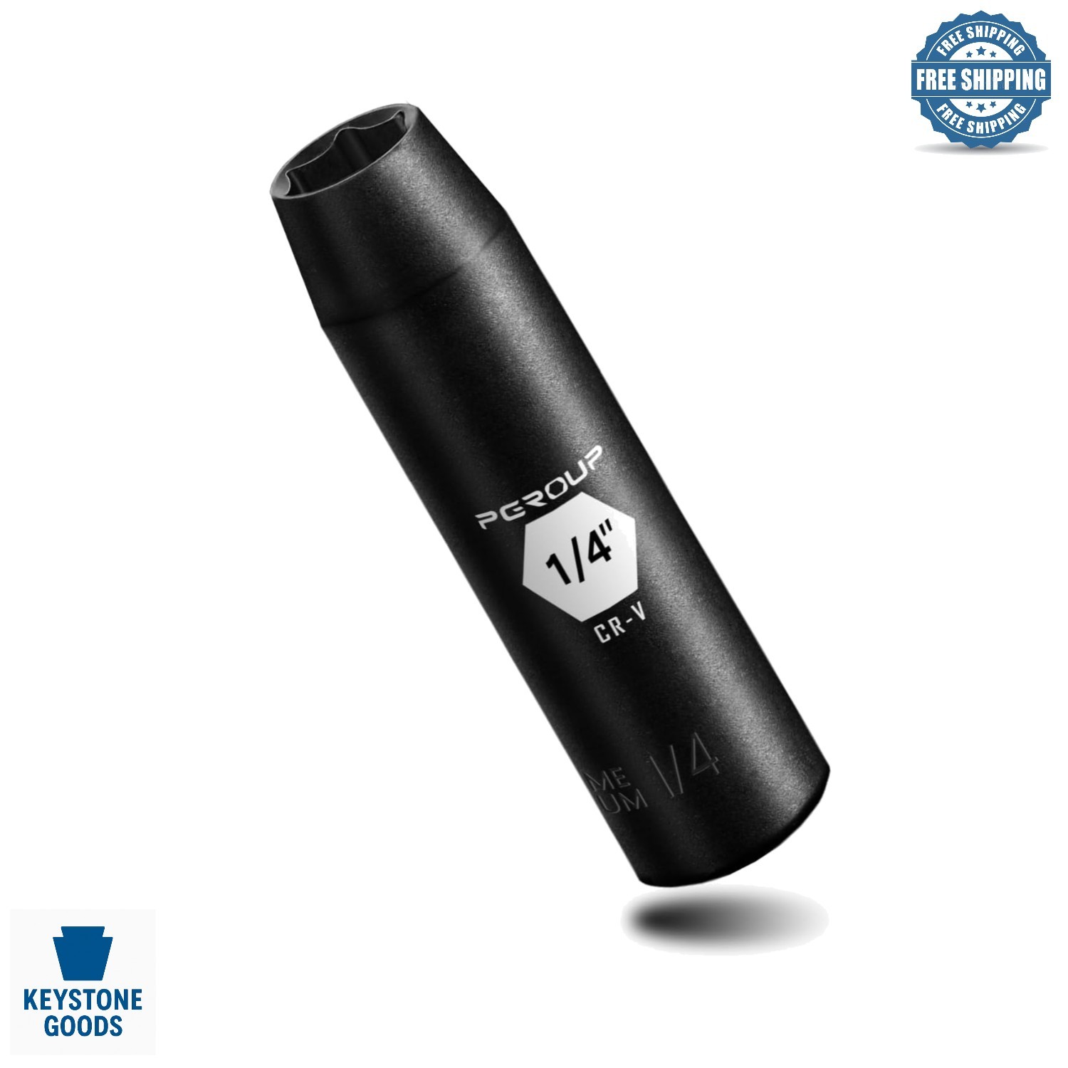 SAE 1/4» Deep Impact Socket – Chrome Vanadium, Black Manganese Coating