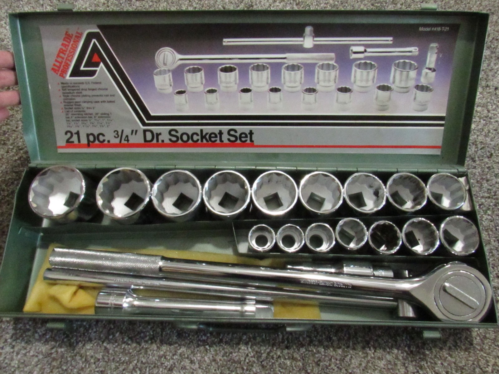 Alltrade Professional 21 Piece 3/4″ Drive Socket Set # 418-T-21 Vanadium NICE