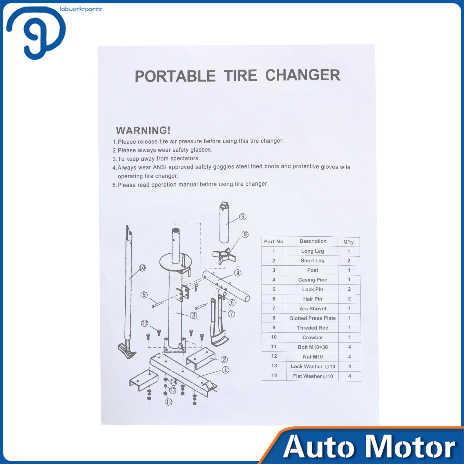 Manual Tire Changer For 8-16 inch Tire Portable Hand Bead Breaker Mounting Tool