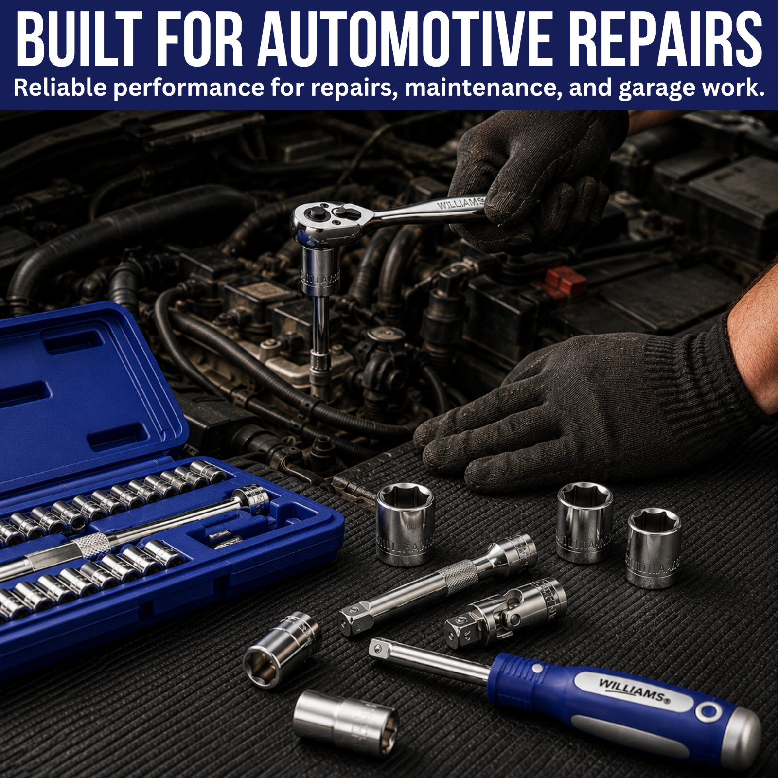 Williams 27Pc 1/4″ Drive Socket & Ratchet Tool Set SAE/Metric Chrome Sockets